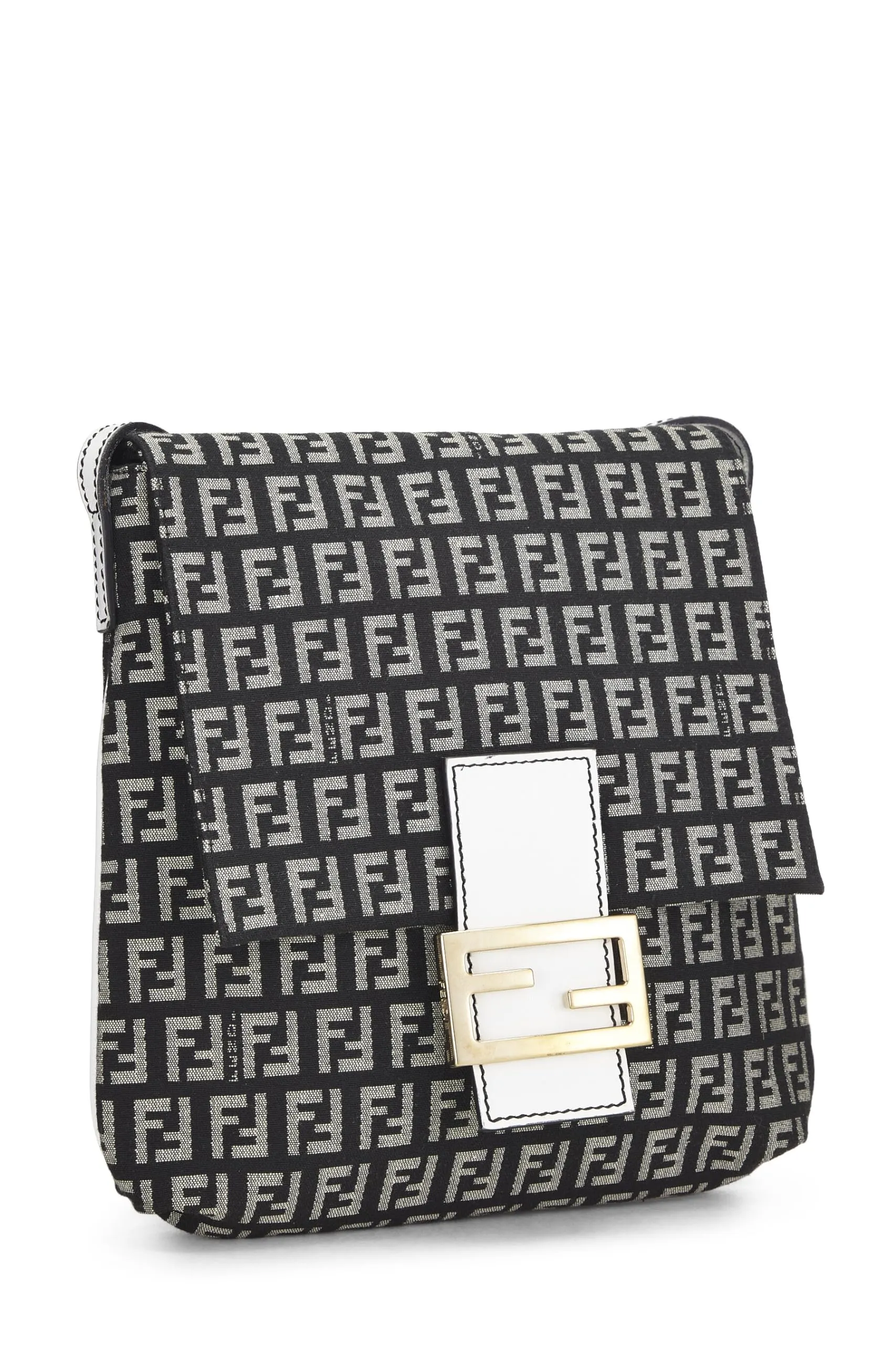 Fendi,  Navy Zucchino Canvas Tube Messenger, White