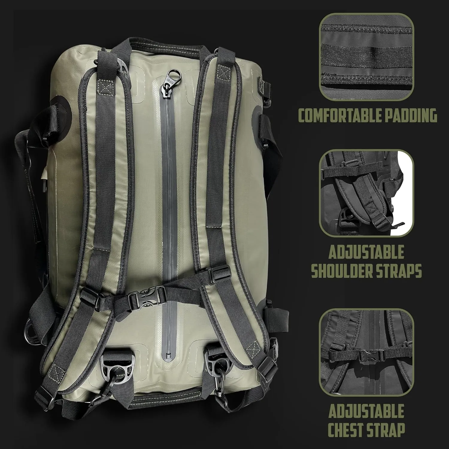 FIELDCRAFT SEA WOLF Waterproof Duffel Bag (Green, 40L)