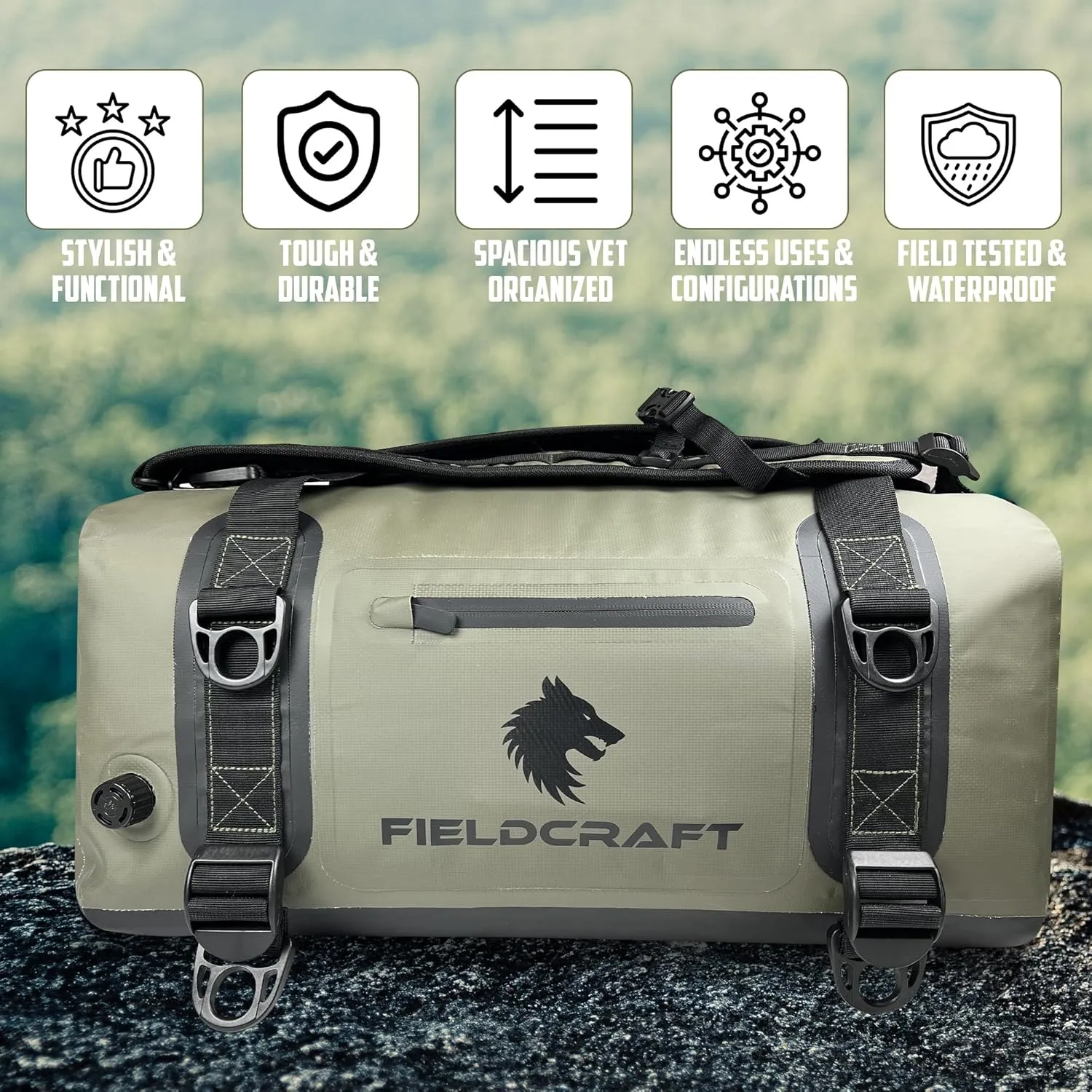 FIELDCRAFT SEA WOLF Waterproof Duffel Bag (Green, 40L)