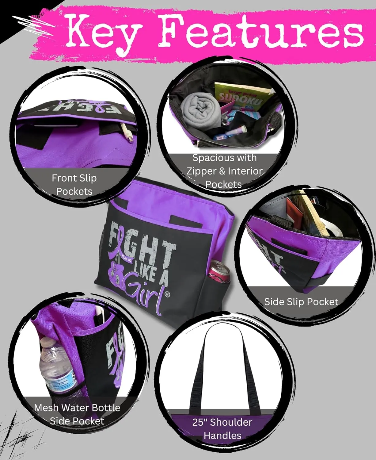Fight Like a Girl Knockout Dakota 5-Pocket Tote Bag