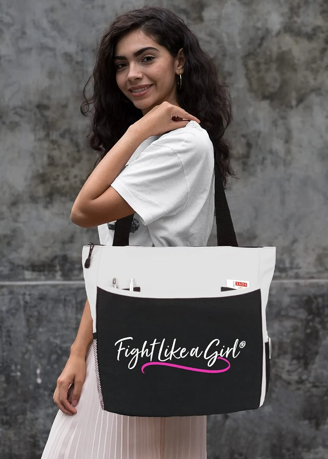 Fight Like a Girl Script Dakota 5-Pocket Tote Bag