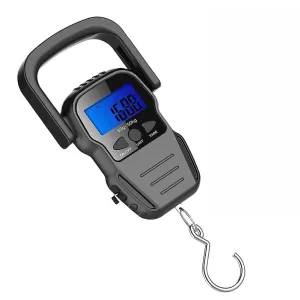 Fish Scale Hanging Digital with LCD Display, 110lb/50kg Capacity, Built-in Measuring Tape, Waterproof Bag, Durable ABS Handle for Luggage, Travel & Fishing
