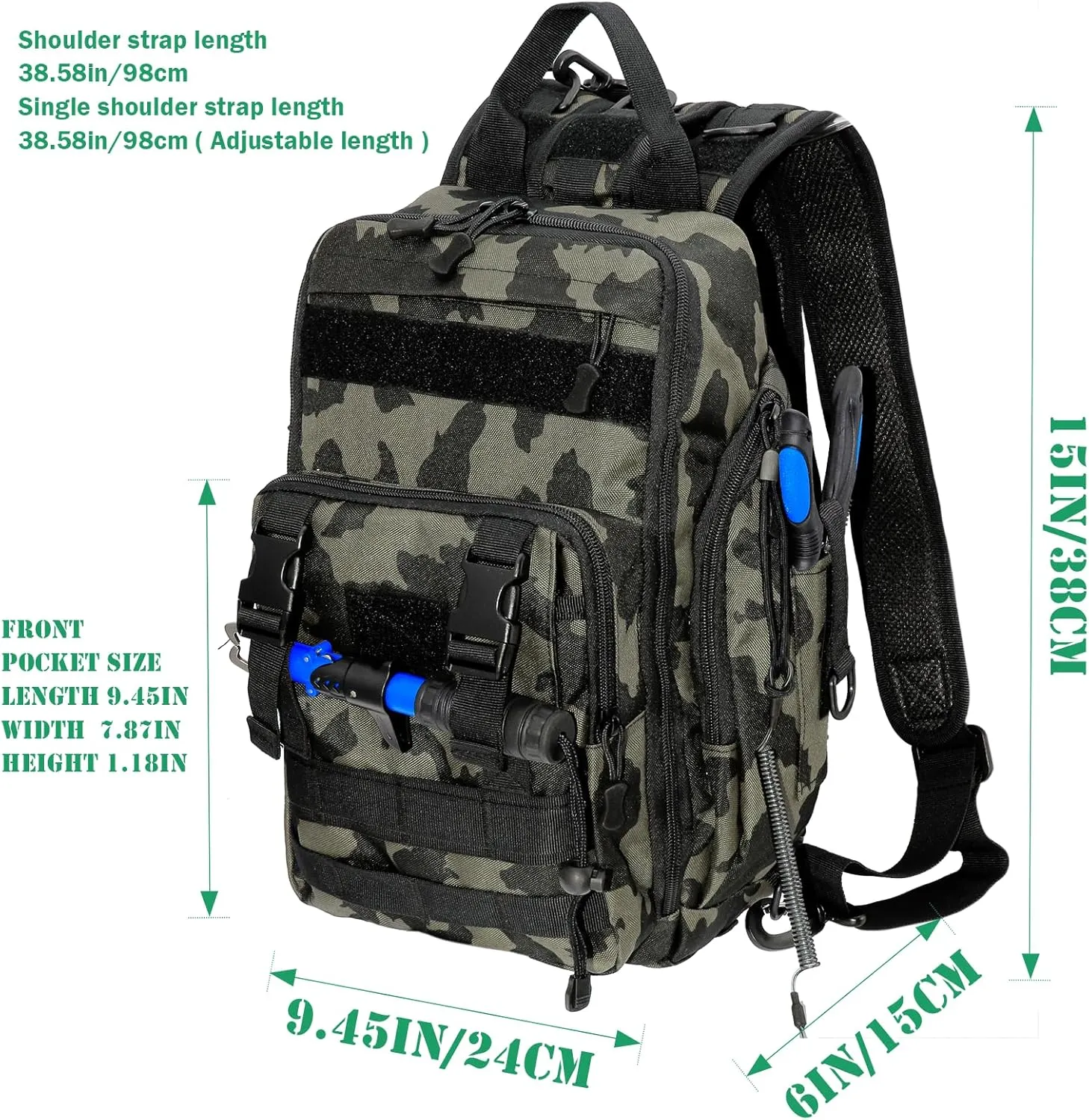 Fishing Backpack Fishing Tackle Storage Bag Fishing Gear and Equipment with Rod Holder Fishing Tackle Shoulder Sling Bag Backpack for Outdoor Fishing, Hunting, Hiking (Black and Brown)