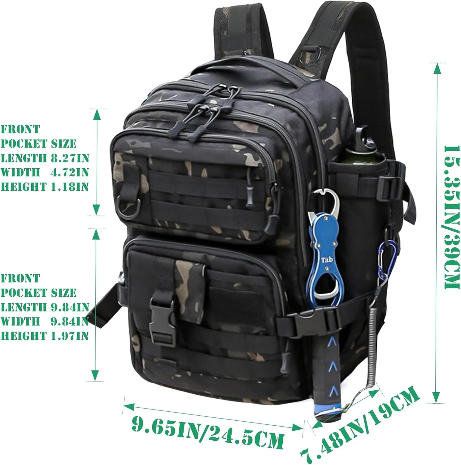 Fishing Backpack Fishing Tackle Storage Bag Fishing Gear and Equipment with Rod Holder Fishing Tackle Shoulder Sling Bag Backpack for Outdoor Fishing, Hunting, Hiking (Black)