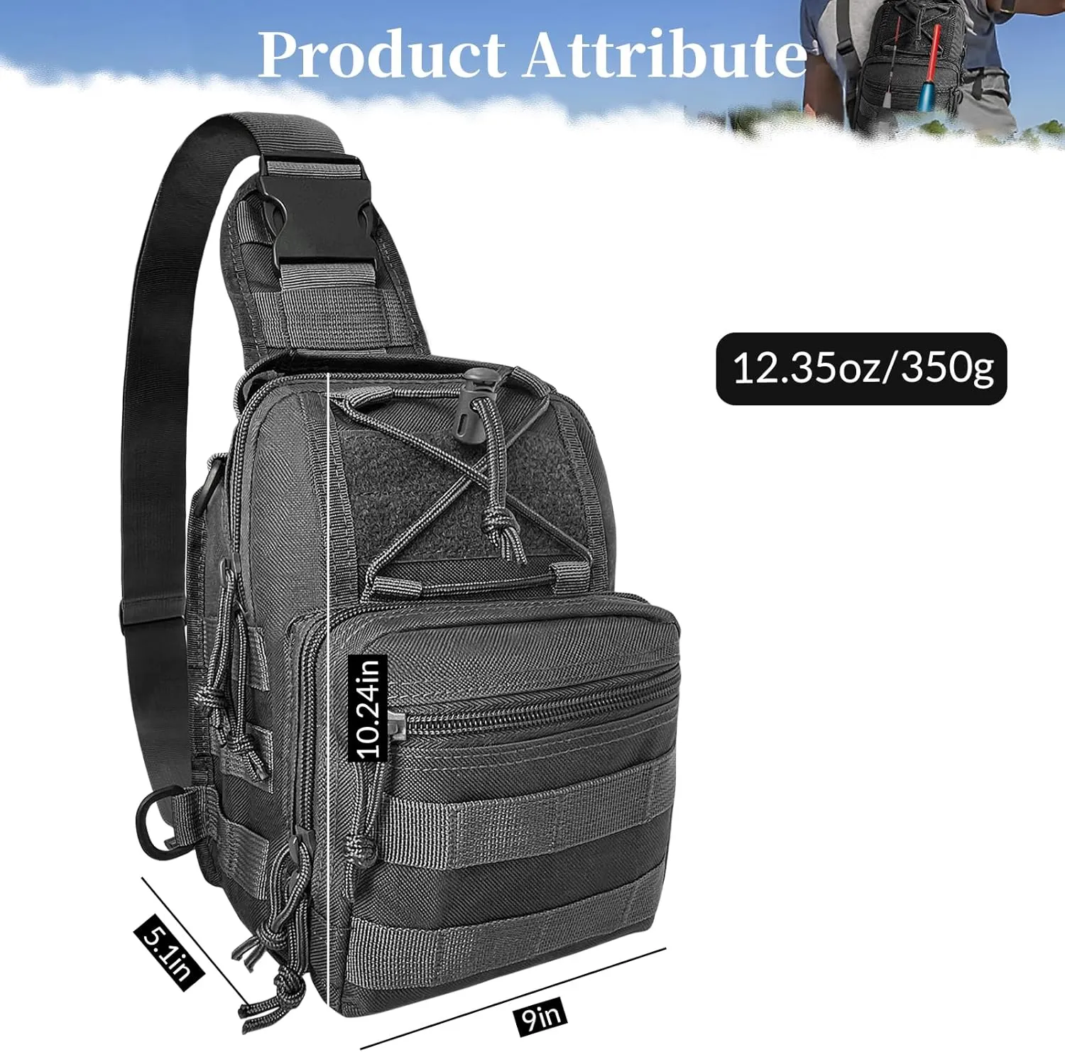 Fishing Backpack Tackle Storage Bag With Rod Holder - Sling Gear Storage