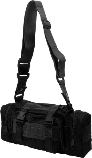 Fishing Tackle Bag with Rod Holder - Water-Resistant Waist Bag for Outdoor (Black)