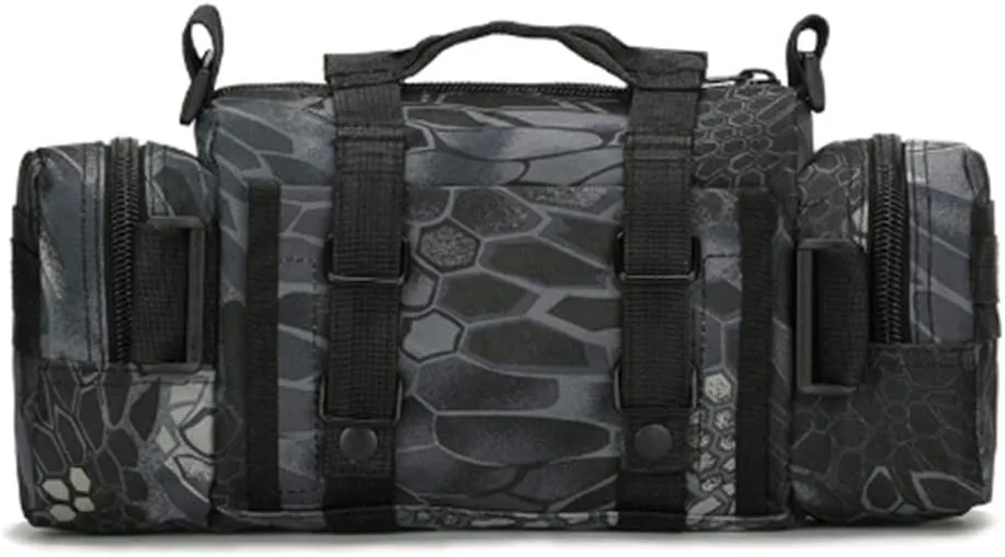 Fishing Tackle Bag with Rod Holder Water-Resistant Waist Gear Bags for Outdoor (Python Black)