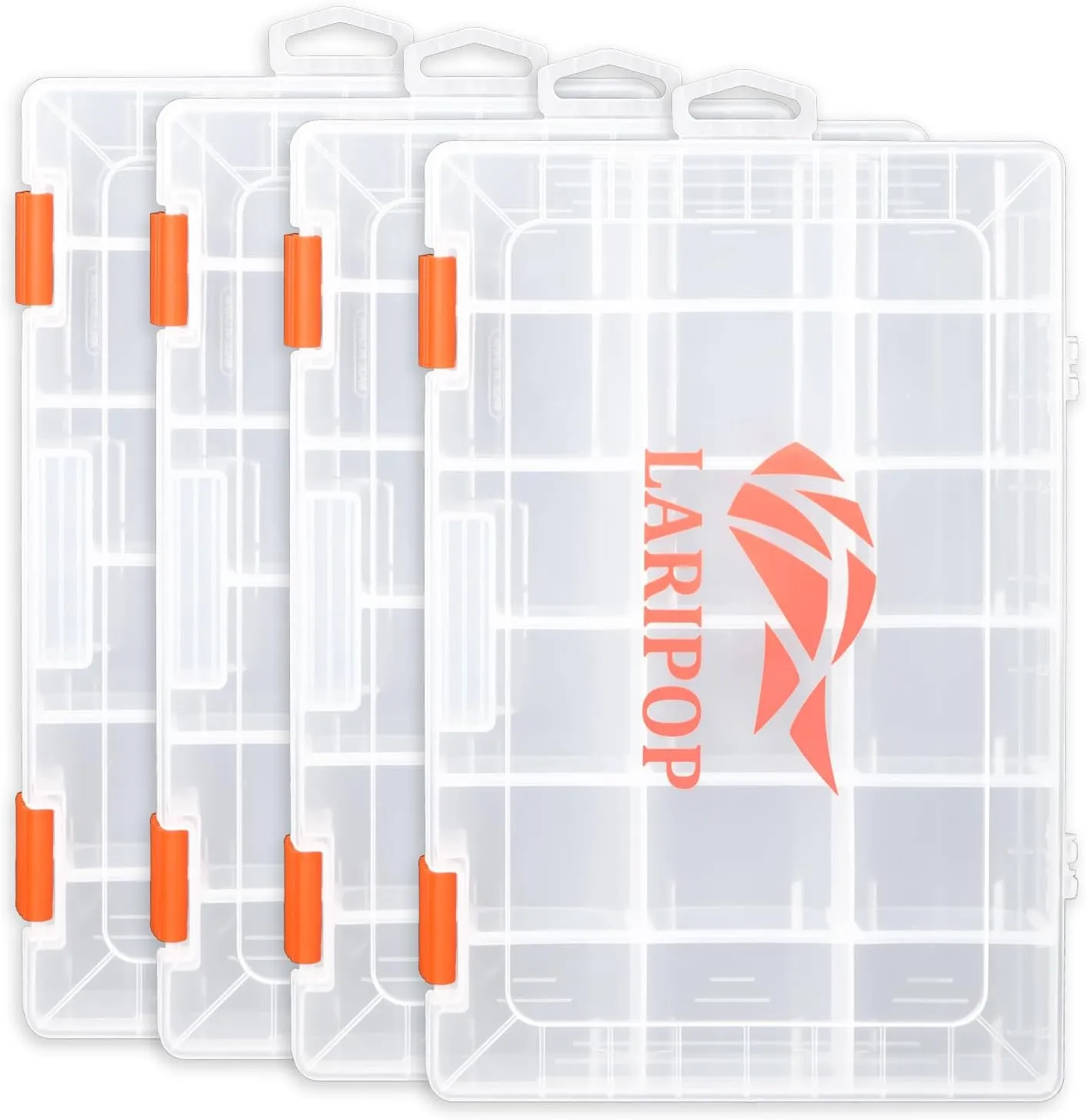 Fishing Tackle Box Set with Adjustable Dividers, Transparent Organizer Tray, Plastic Tool Box, Bait Separator -Angler's equipment lure box - 4 Packs Tackle Trays - Parts Box