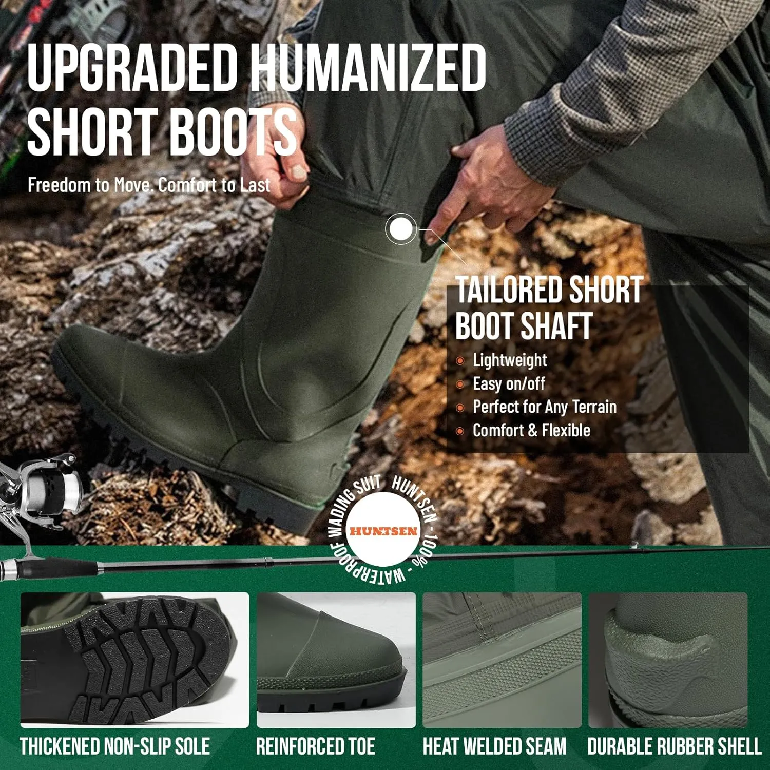 Fishing Waders for Men Women - 2-Ply Nylon/PVC Waterproof Hunting Chest Waders with Boot Hanger&Phone Case, Size10-12