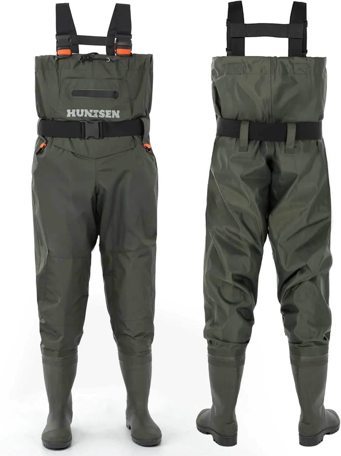 Fishing Waders for Men Women - 2-Ply Nylon/PVC Waterproof Hunting Chest Waders with Boot Hanger&Phone Case, Size10-12