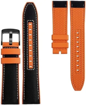 FKM Watch Strap For Mido Helmsman M005 M038.431 M038431a Quick Release Canvas Nylon Watchband Bracelet