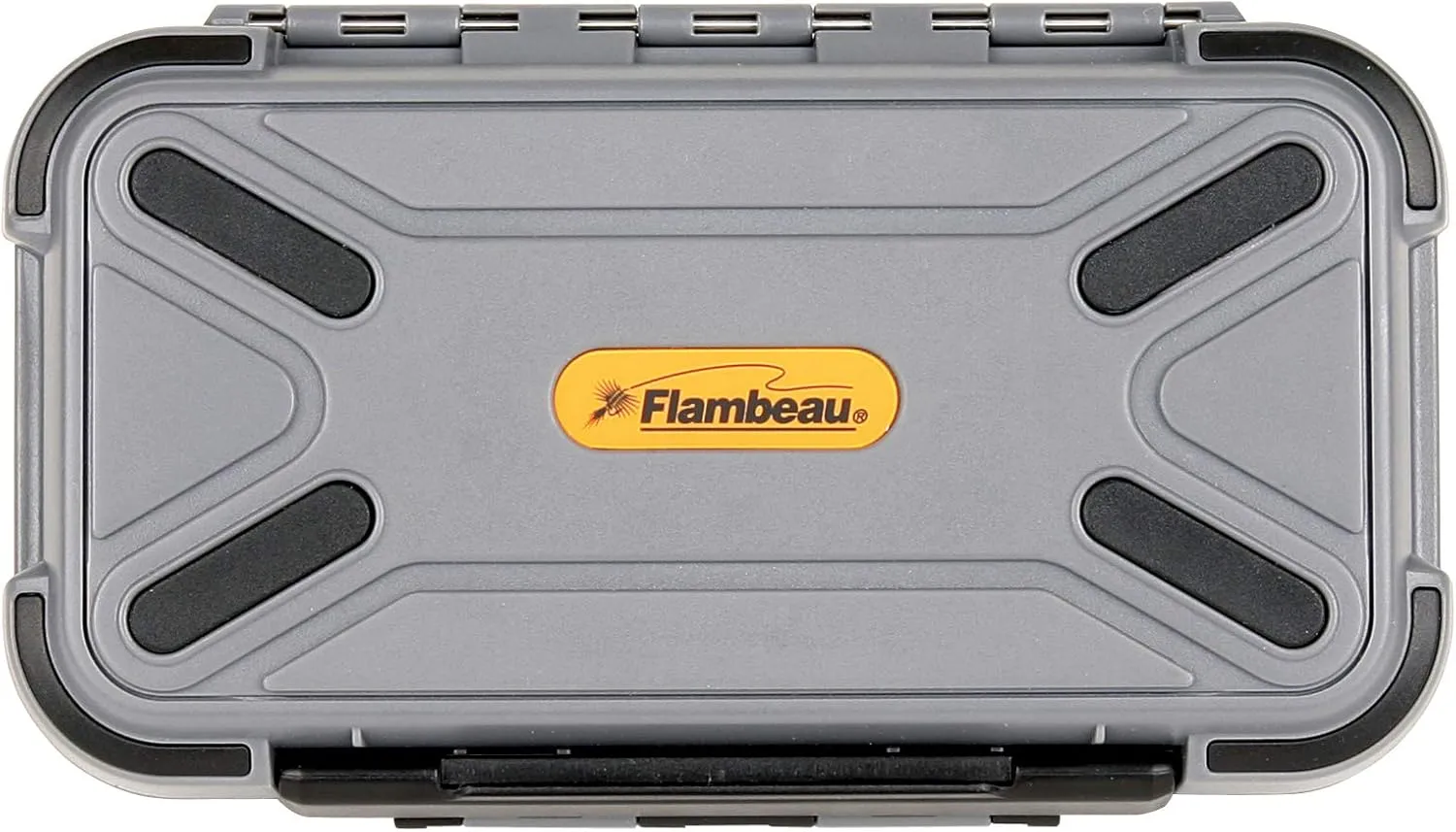 Flambeau Outdoors 3936CR Blue Ribbon Waterproof Fly Box, Large 12 Compartment Fly Fishing Organizer with Foam, Gray/Black