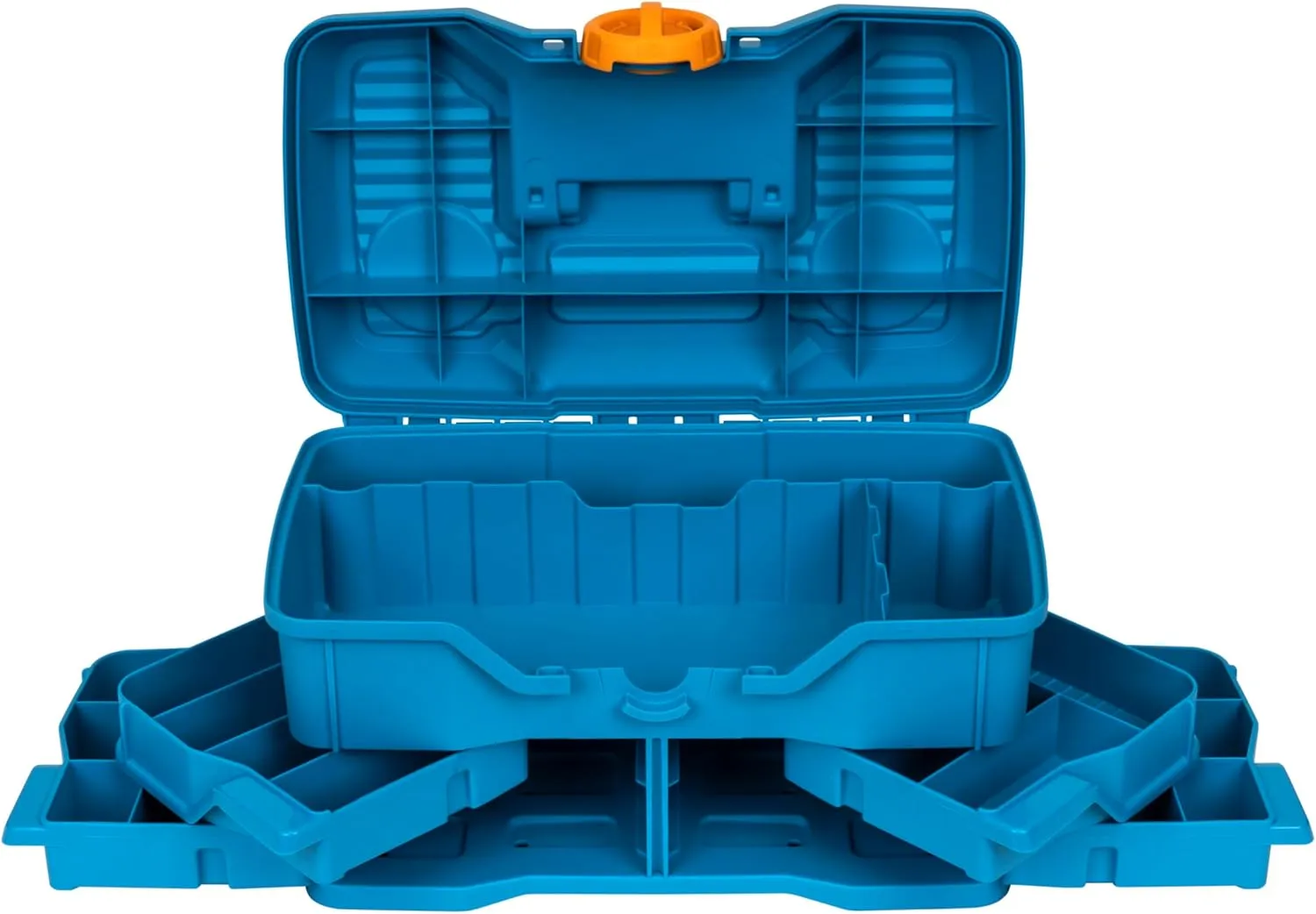 Flambeau Outdoors NextGen 4/0 Medium Fishing Tackle Box, 4 Pivot Trays, 23 Compartments, Advanced Tackle Storage Organizer, Blue