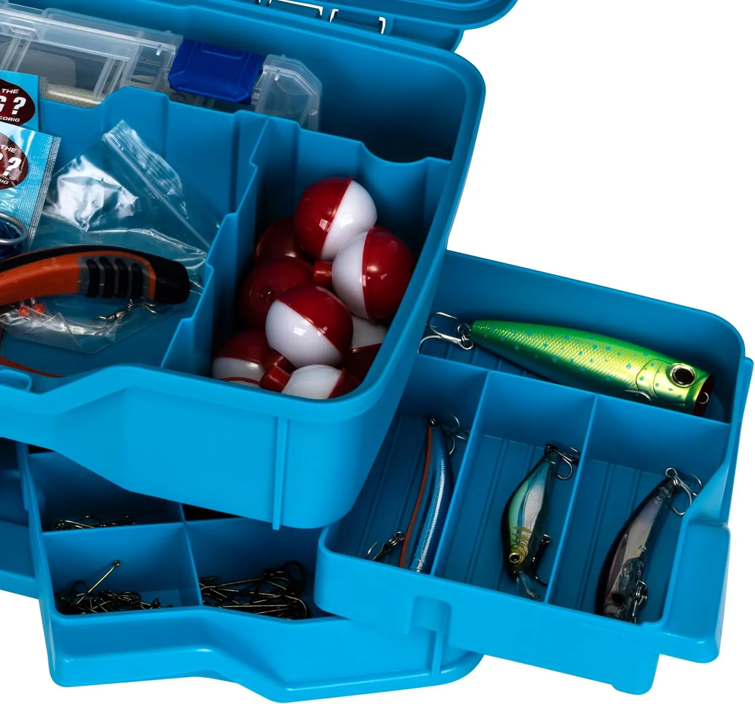 Flambeau Outdoors NextGen 4/0 Medium Fishing Tackle Box, 4 Pivot Trays, 23 Compartments, Advanced Tackle Storage Organizer, Blue