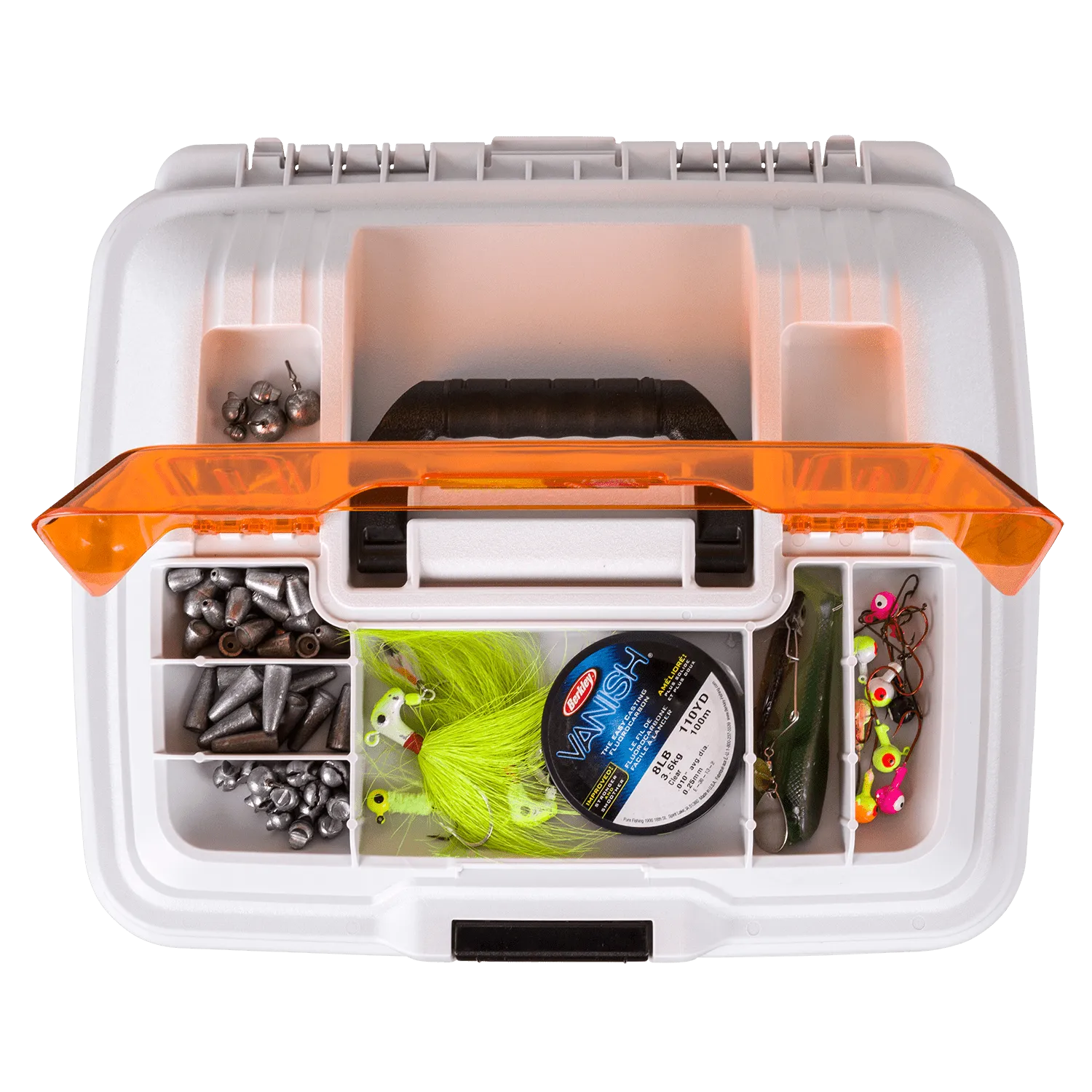 Flambeau Outdoors. T4P Pro Multi Loader, Fishing Tackle Box, White, Orange, 33.5 inches long, Plastic