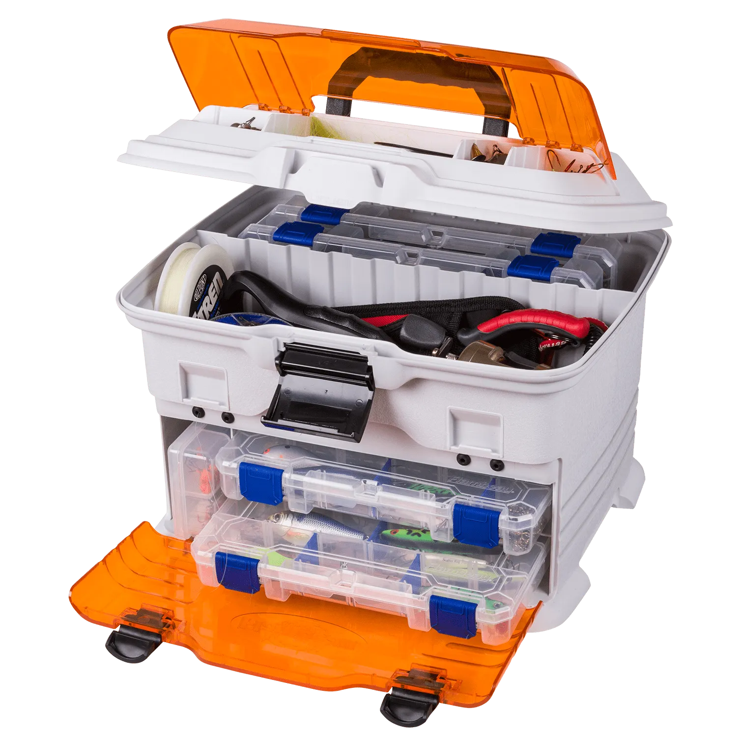Flambeau Outdoors. T4P Pro Multi Loader, Fishing Tackle Box, White, Orange, 33.5 inches long, Plastic