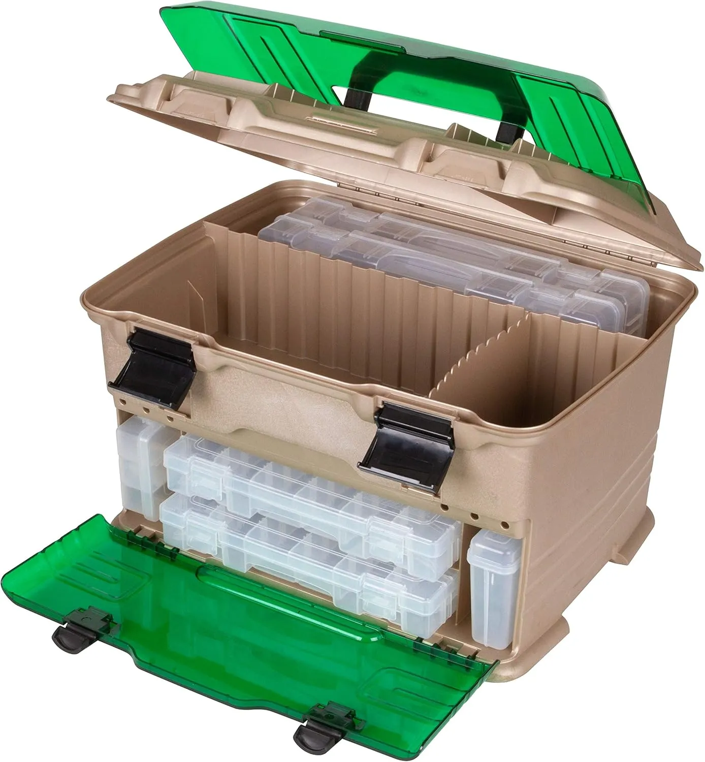 Flambeau Outdoors T5 Multiloader Tackle Box, Fishing Organizer with Tuff Tainer Boxes Included, Green/Gold