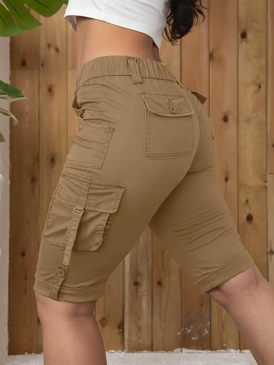 Flamingals Hiking Shorts for Women Flap Pocket Design Bermuda Cargo Shorts 2025 Trendy