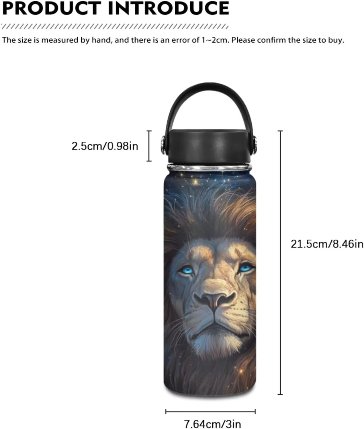 Flashideas Aesthetic Lion Backpack for Kids Girls Backpack with Lunch Box 32 oz Stainless Steel Water Bottle and Water Bottle Bag 4Pcs Set 17" Bookbag with Compartments for School Sturdy School Bag
