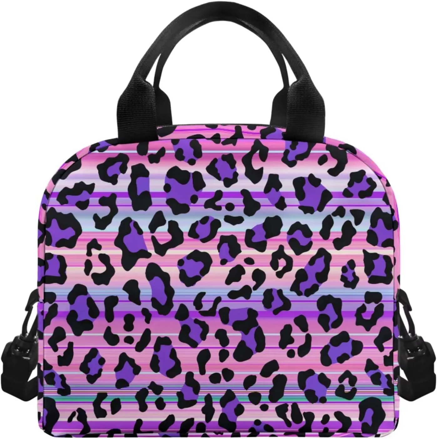 Flashideas Purple Leopard Print Backpack for School Girls Backpack with Lunch Box 32 oz Water Bottle and Water Bottle Bag 4Pcs Set 17" Bookbag with Compartments Sturdy School Bag for Kids Elementary