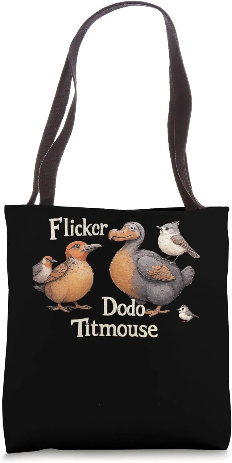 Flicker Dodo Titmouse Funny Cartoon Bird Trio Tees Tote Bag