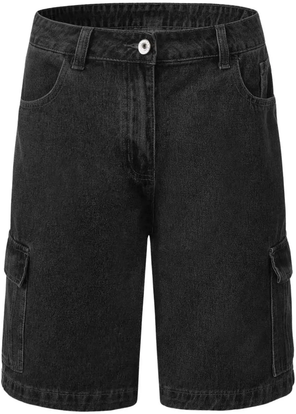 Floerns Men's Loose Hip Hop Baggy Jorts Flap Pocket Side Denim Shorts Jeans with Cargo Pockets