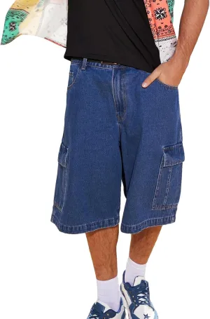 Floerns Men's Loose Hip Hop Baggy Jorts Flap Pocket Side Denim Shorts Jeans with Cargo Pockets