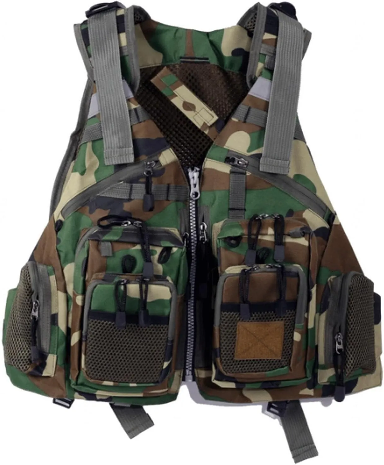 Fly Fishing Vest with Zipper, Multi-Pockets Jacket for Boating Fishing Surfing