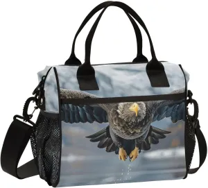Flying Hawk Lunch Bag Insulated Reusable Leak-proof Lunch Box Cooler Bag with Thermal Aluminum Lining Detachable Shoulder Strap Small