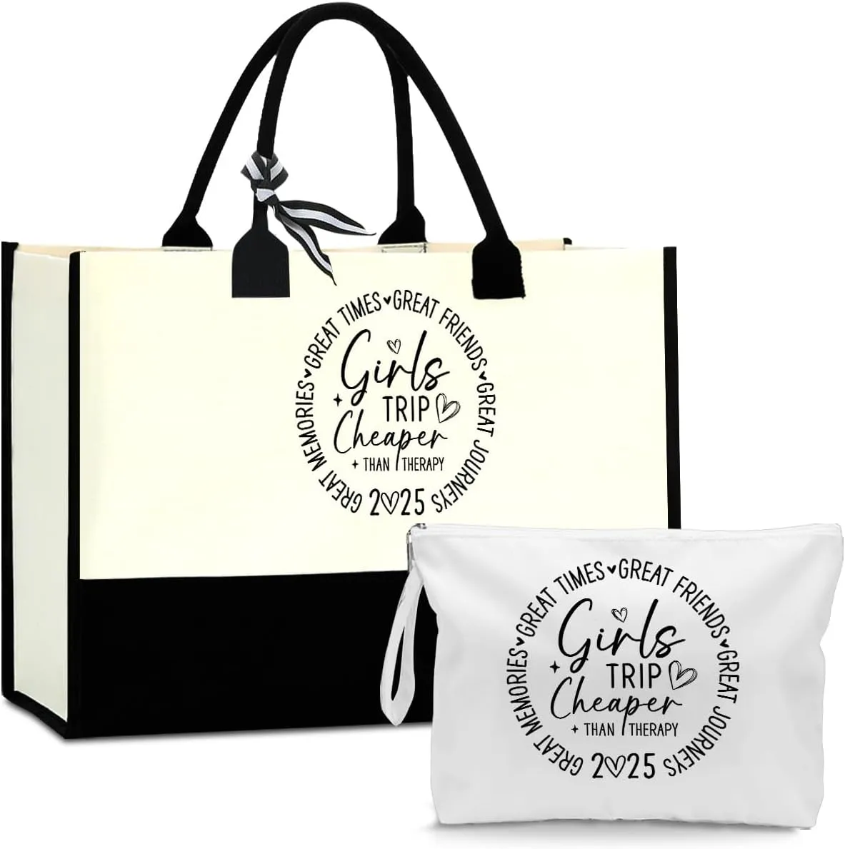Fokongna Girls Trip 2025 For Women Friend Sister Travel Gifts Canvas Tote Bag Wet Bag for swimsuit Beach Bags Gifts