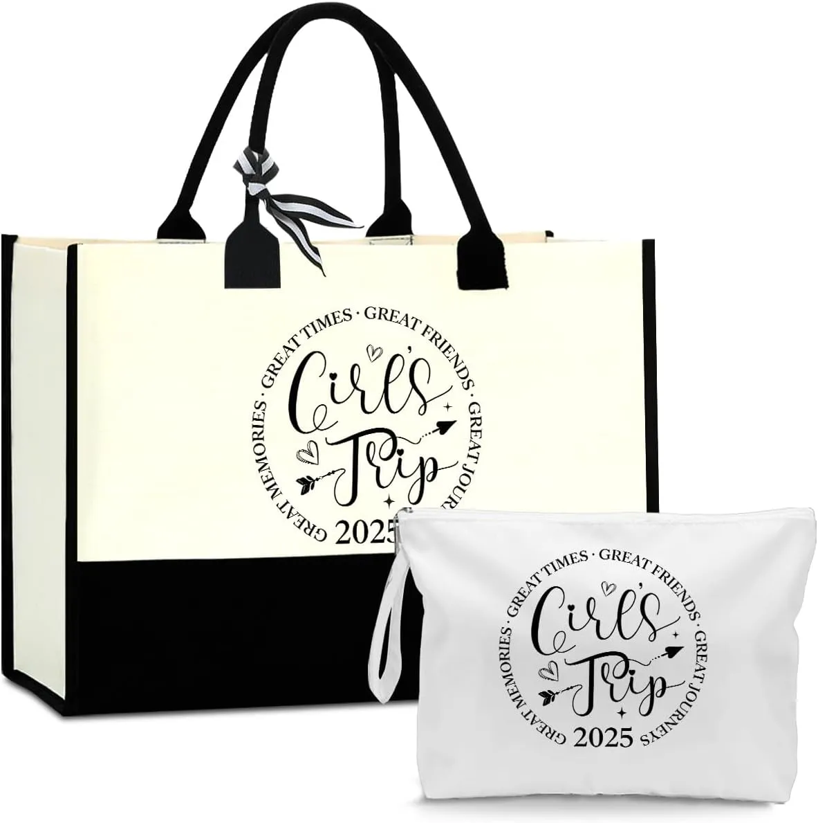 Fokongna Girls Trip 2025 For Women Friend Sister Travel Gifts Canvas Tote Bag Wet Bag for swimsuit Beach Bags Gifts