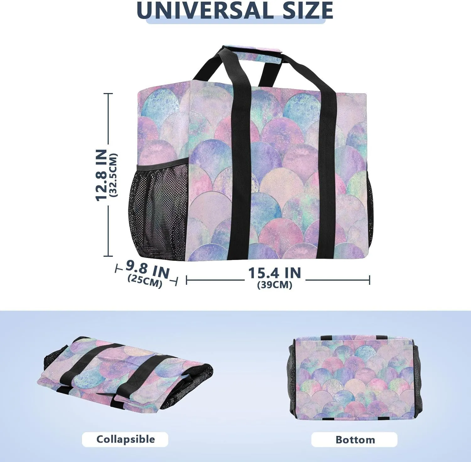 Foldable Grocery Reusable Tote Grocery Bag, Travel Canvas Shoulder Bags, Large Casual Laundry Pool Beach Bag
