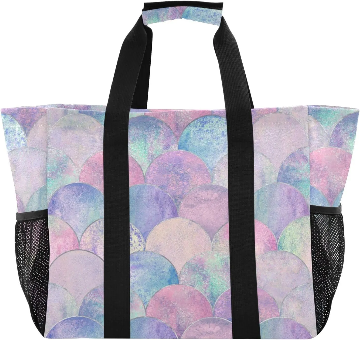 Foldable Grocery Reusable Tote Grocery Bag, Travel Canvas Shoulder Bags, Large Casual Laundry Pool Beach Bag