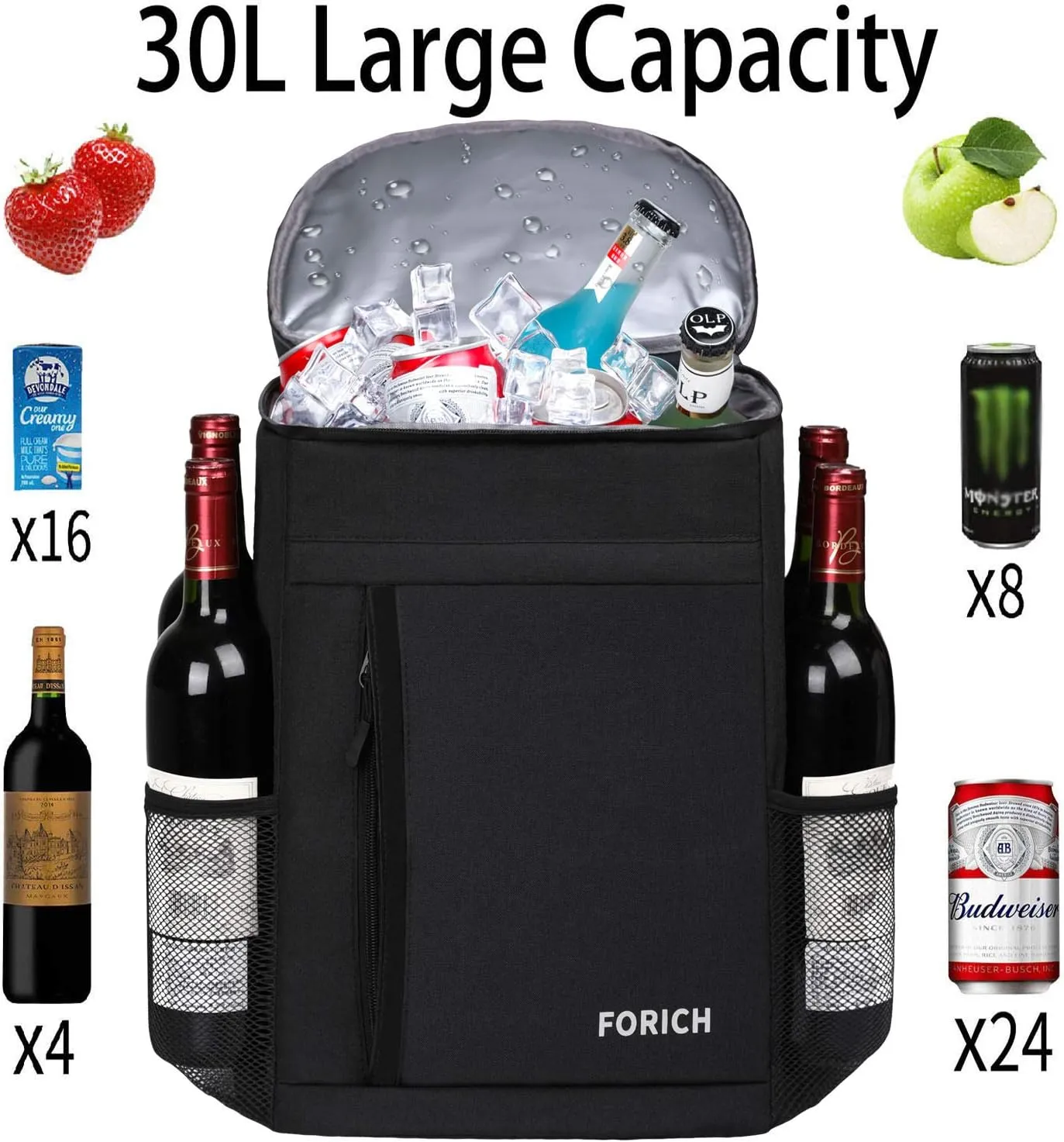 FORICH Soft Cooler Backpack Insulated Waterproof Backpack Cooler Bag Leak Proof Portable Small Cooler Backpacks to Work Lunch Travel Beach Camping Hiking Picnic Fishing Beer for Men Women
