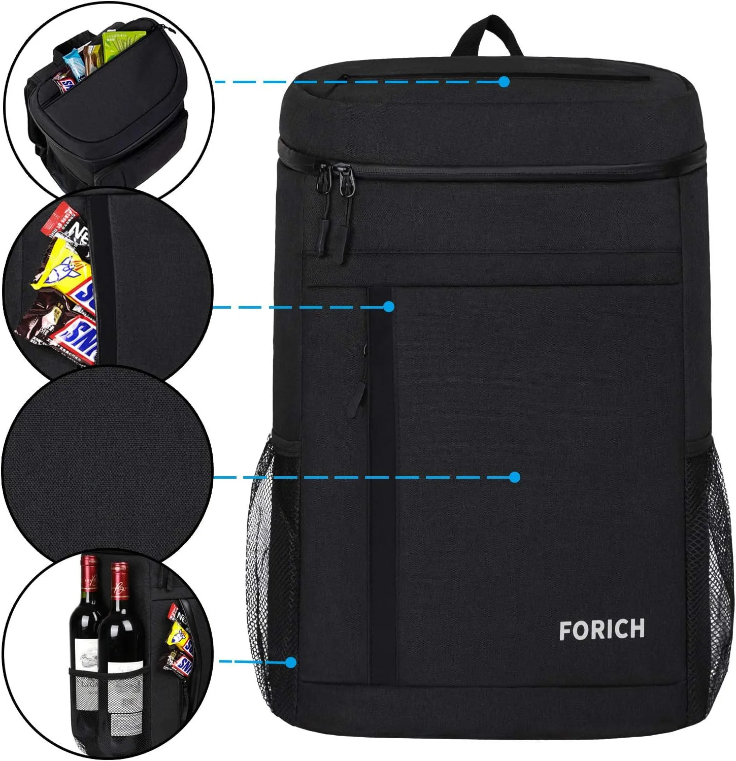 FORICH Soft Cooler Backpack Insulated Waterproof Backpack Cooler Bag Leak Proof Portable Small Cooler Backpacks to Work Lunch Travel Beach Camping Hiking Picnic Fishing Beer for Men Women