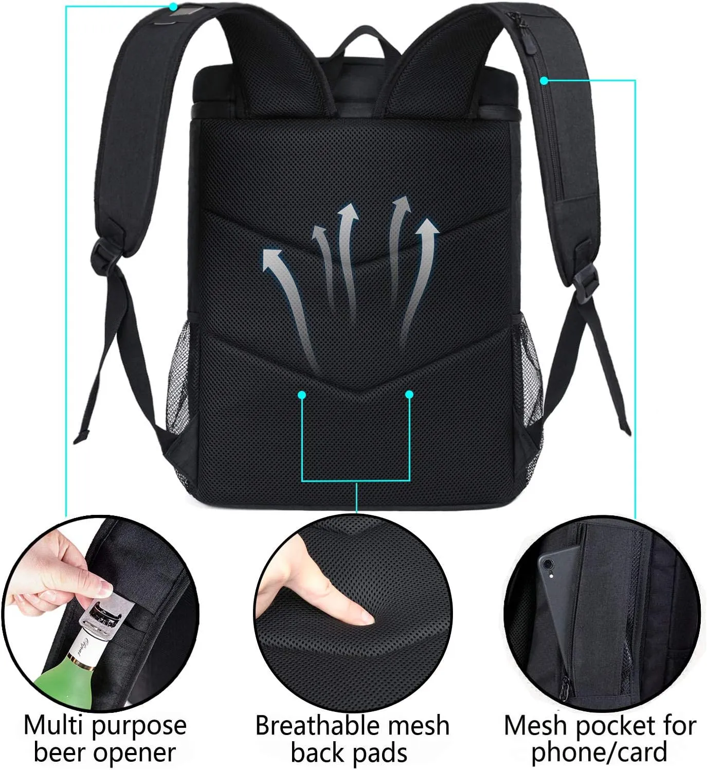 FORICH Soft Cooler Backpack Insulated Waterproof Backpack Cooler Bag Leak Proof Portable Small Cooler Backpacks to Work Lunch Travel Beach Camping Hiking Picnic Fishing Beer for Men Women