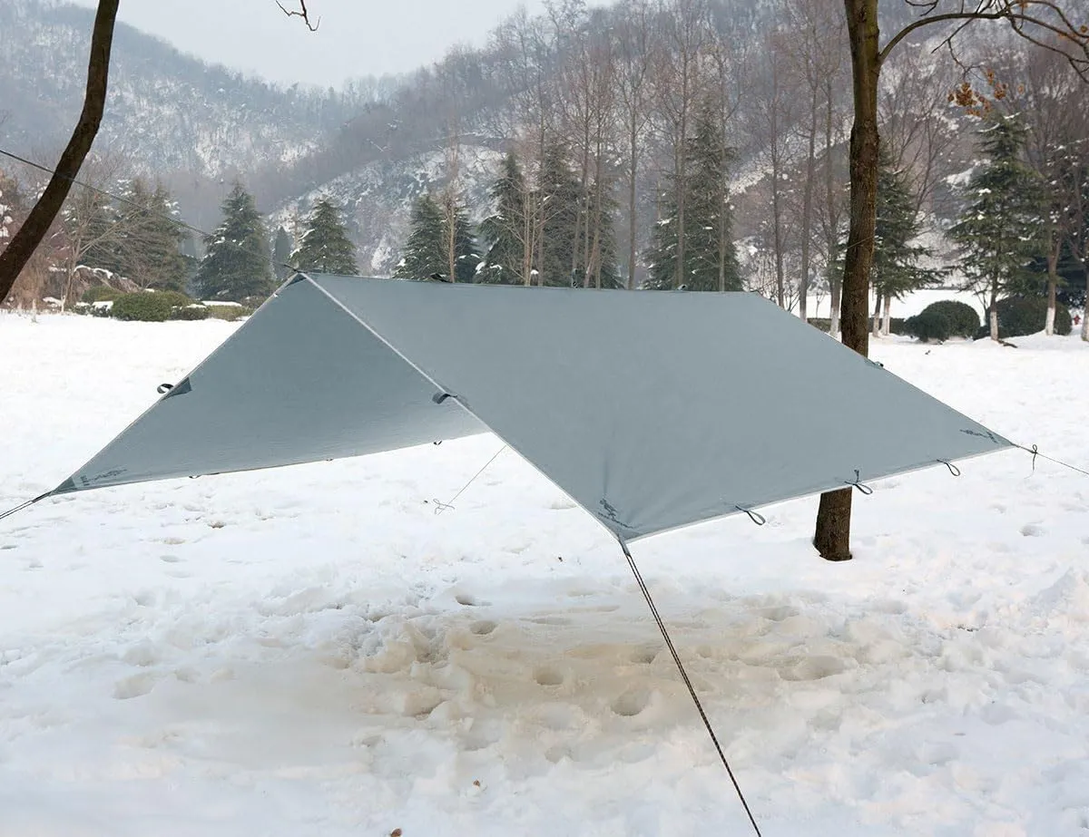 FREE SOLDIER Waterproof Portable Tarp, 10x10.5ft, Blue Gray, Camping, Backpacking, Hiking, Fishing, Hunting
