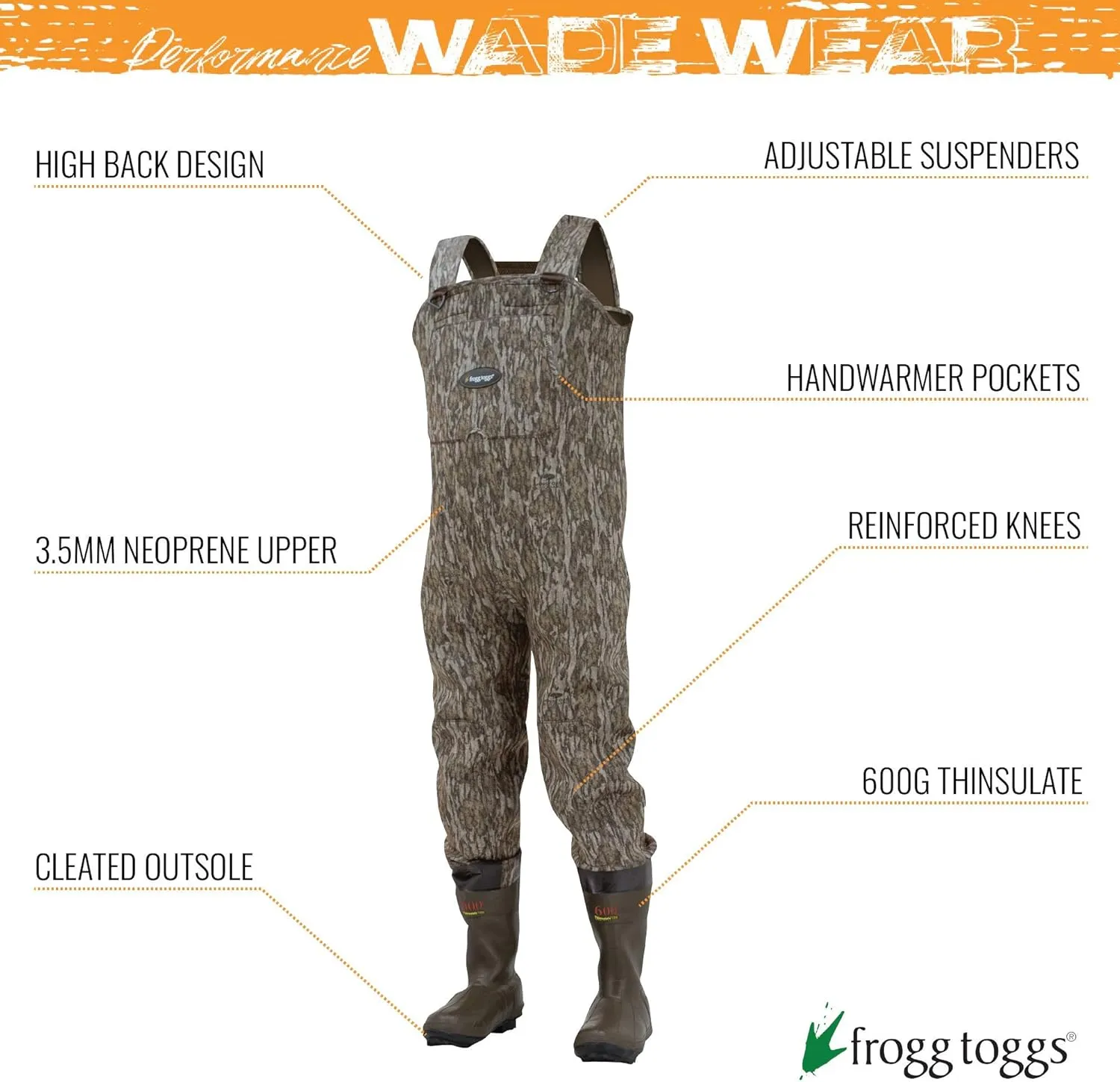 FROGG TOGGS Amphib Neoprene Bootfoot Waterproof Fishing Camo Chest Wader for Fishing