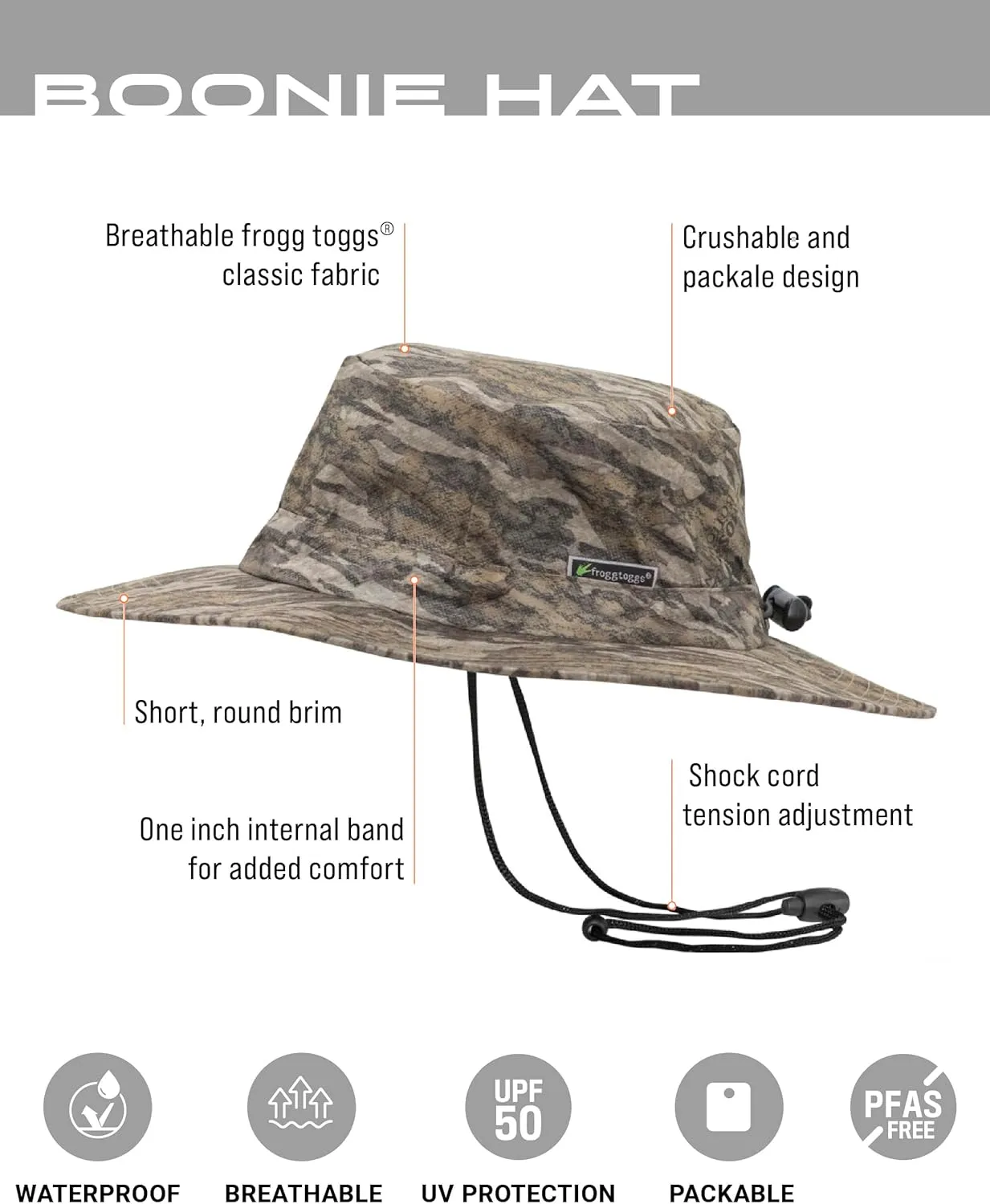 FROGG TOGGS Boonie Hat – Fishing Hat Offers Waterproof, Breathable, Sun Protection