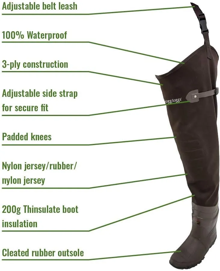 FROGG TOGGS Cascade Elite Insulated Waterproof Bootfoot Hip Fishing Wader for Fishing