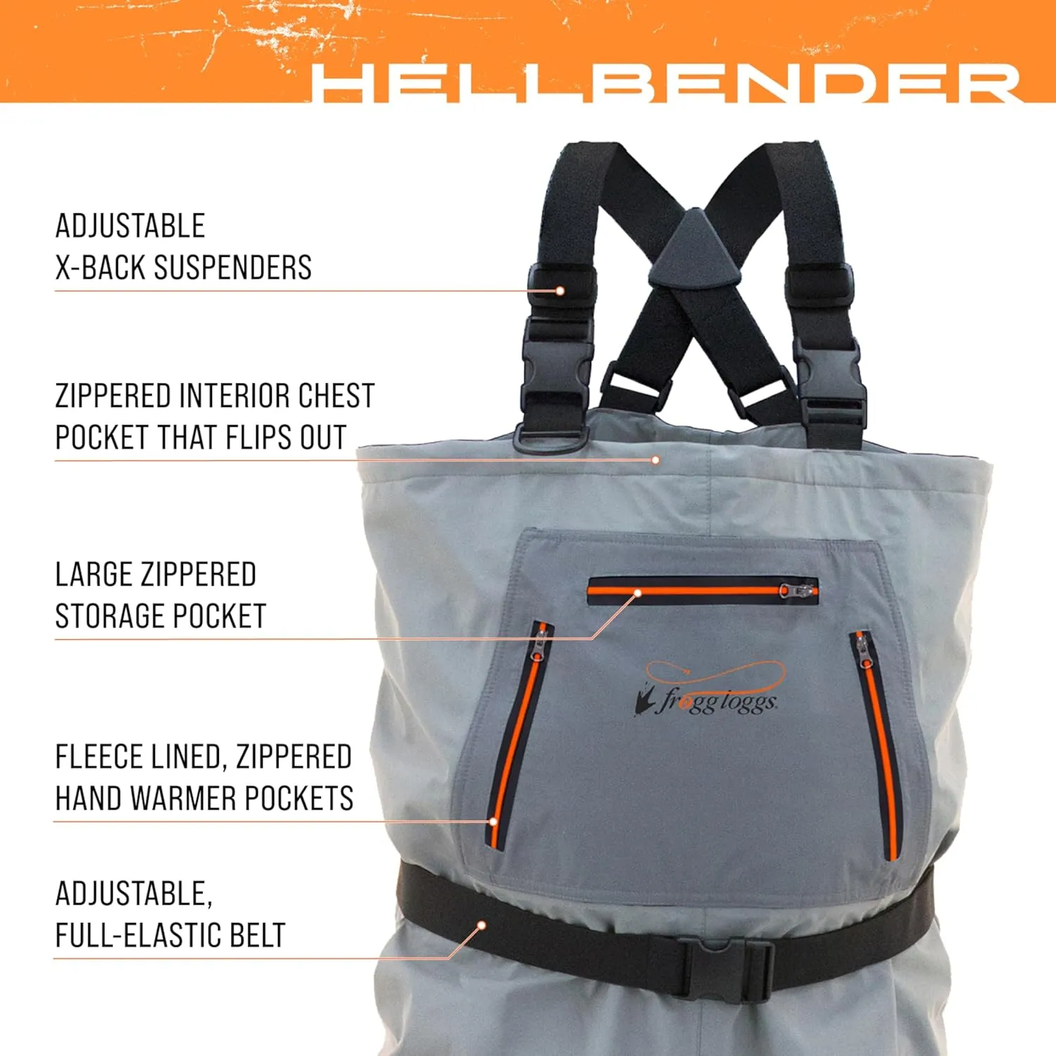 FROGG TOGGS Hellbender Breathable Waterproof Stockingfoot Fishing Chest Wader for Fishing