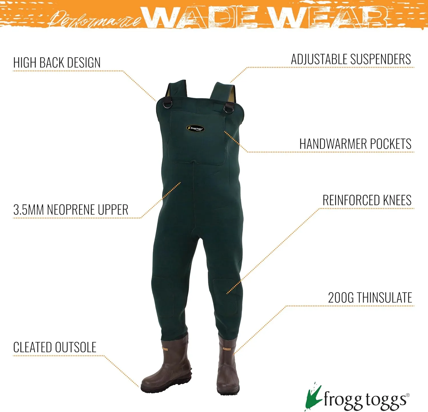 FROGG TOGGS Men's Amphib Neoprene Waterproof Fishing Bootfoot Chest Wader for Fishing