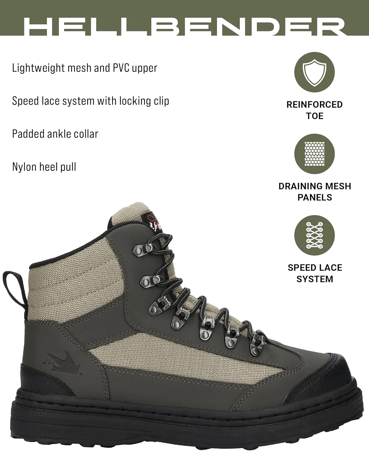 FROGG TOGGS Men's Hellbender Waterproof Fishing Wading Boot for Fishing in Felt or Cleated