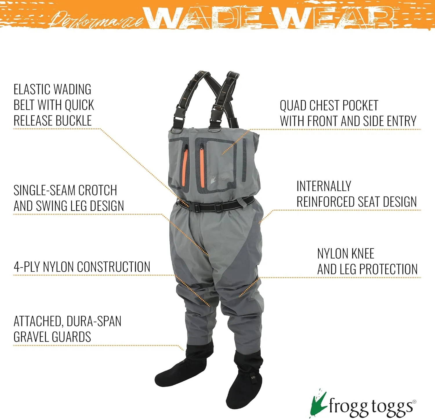 Frogg Toggs Pilot II Breathable Waterproof Stockingfoot Fishing Chest Wader for Fishing