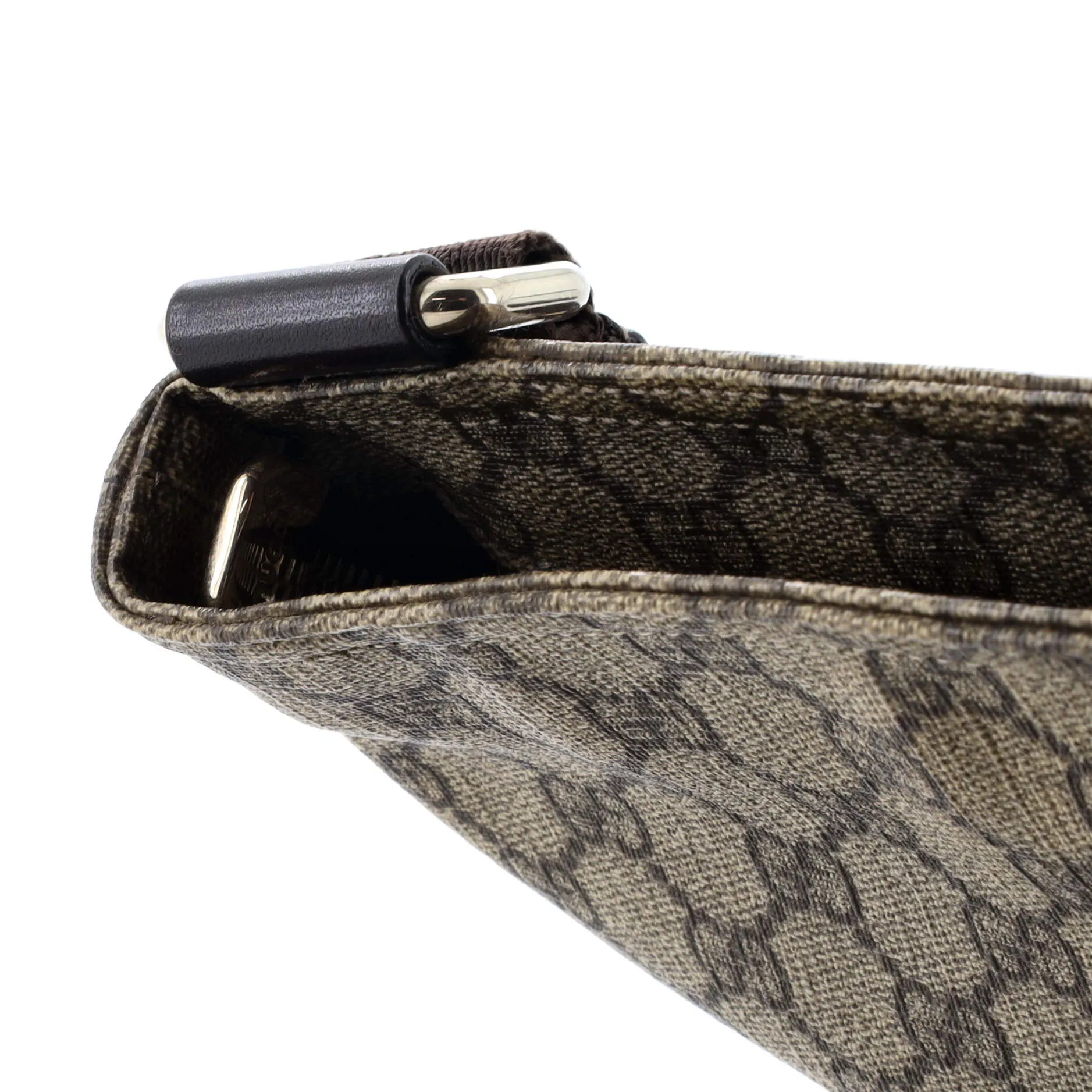 Front Zip Flat Messenger Bag GG Coated Canvas Medium