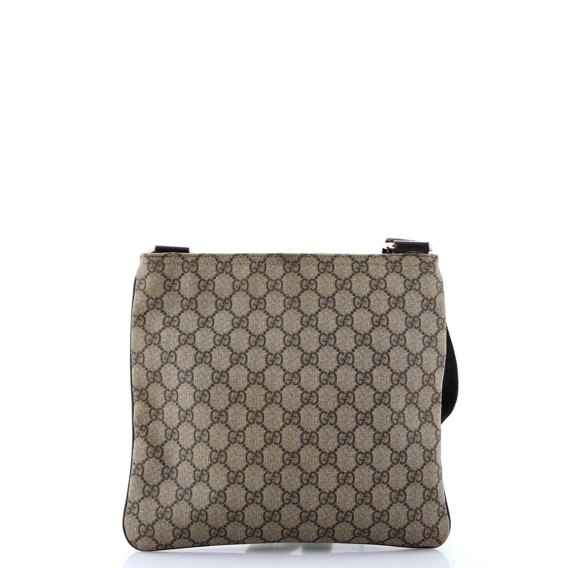 Front Zip Flat Messenger Bag GG Coated Canvas Medium