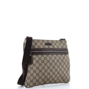 Front Zip Flat Messenger Bag GG Coated Canvas Medium