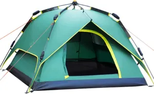 Fully Automatic Tent, Double-Layer Rainproof Family Camping Tent (Green) (Green) (Green)