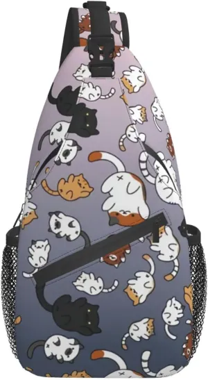 Funny Cute Cat Sling Backpack Cat Chest Bags Crossbody Animal Shoulder Bag for Men And Men