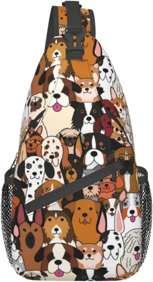 Funny Dogs collection Unisex Sling Daypacks Adjustable Rope Shoulder Chest Bags Gym Sport Travel Hiking Daypack For Men Women Gift